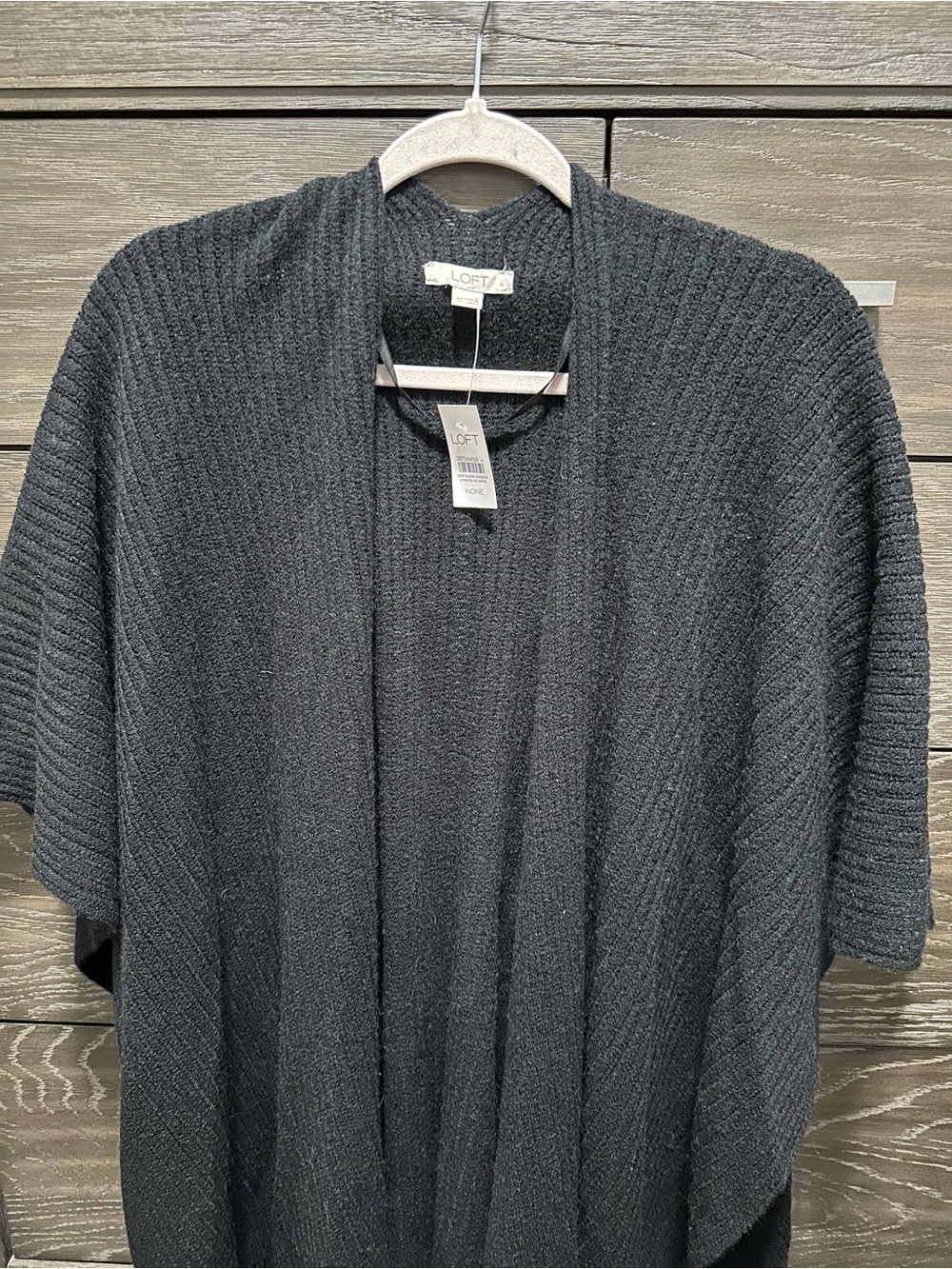 LOFT Charcoal Open-Front Draped Poncho
